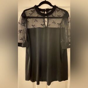 Adrianna Papell Black Bow Lace Blouse
